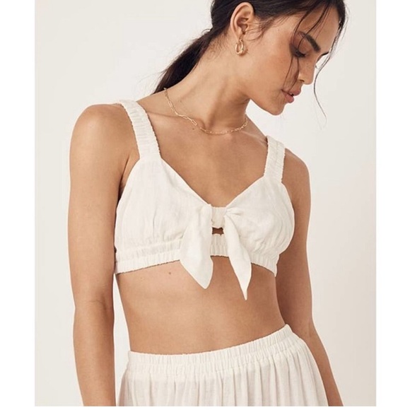 NWT Spell Rose Garden Crop Top, White, Medium - Picture 1 of 5